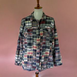 Vintage Y2K CJ Banks Shirt Jacket Blazer Women's Plus 1X Patchwork Plaid Button